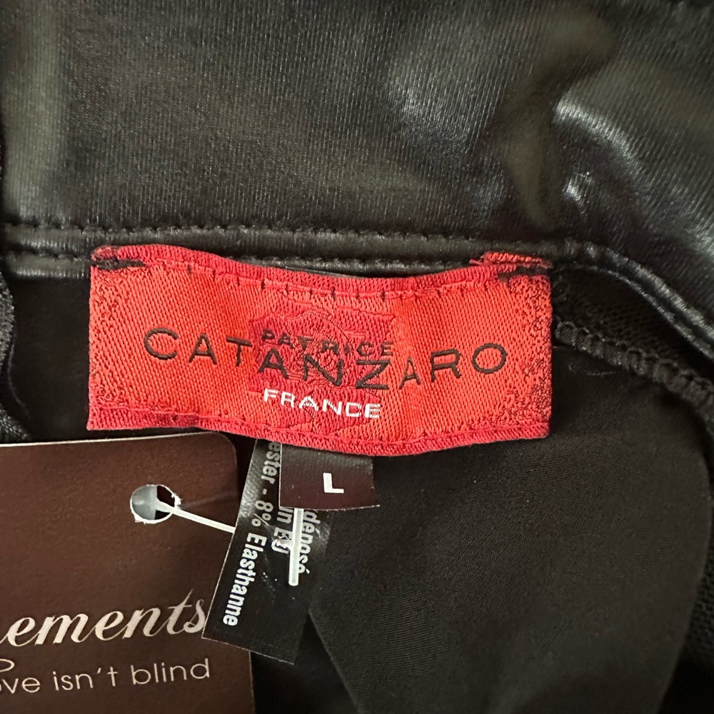 Patrice Catanzaro Andrea Wetlook Dress, Large , Black, zipper back - Picture 5 of 5